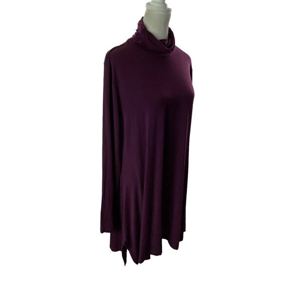 SOFT SURROUNDINGS Ruched Turtleneck Tunic Top Long Sleeve Purple LT 15-6 - Picture 4 of 16